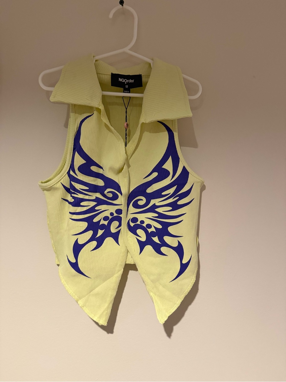 NGO yellow Y2K collared crop tank